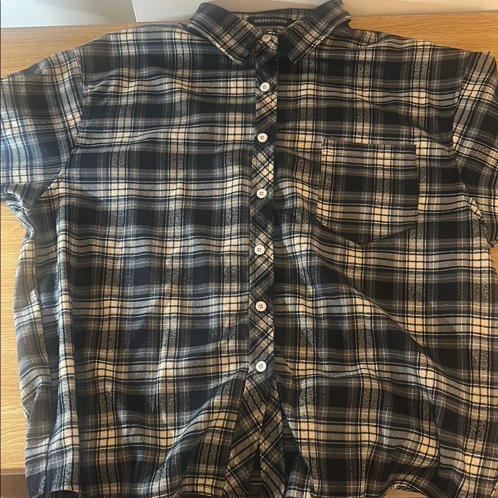 Men's Black and White Plaid Shirt